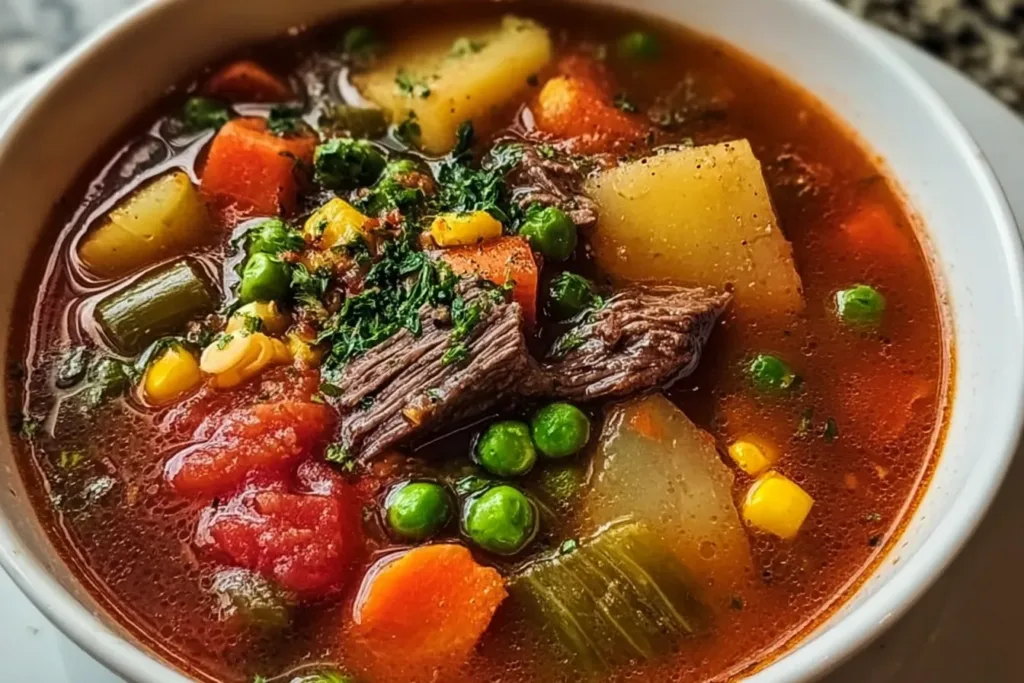 Delicious Vegetable Beef Soup in a Bowl