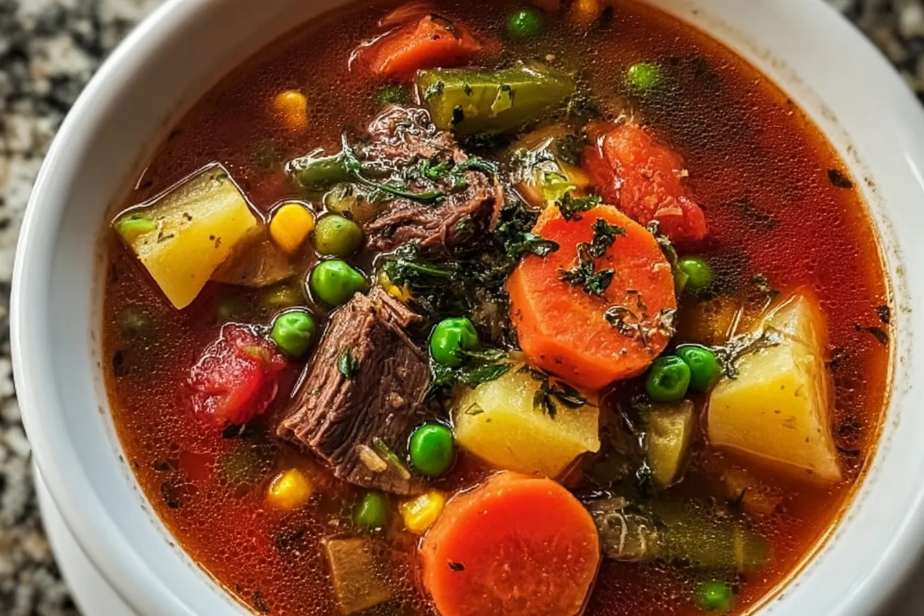 Vegetable Beef Soup: Hearty Comfort in Every Bite 4 Delicious Vegetable Beef Soup in a Bowl