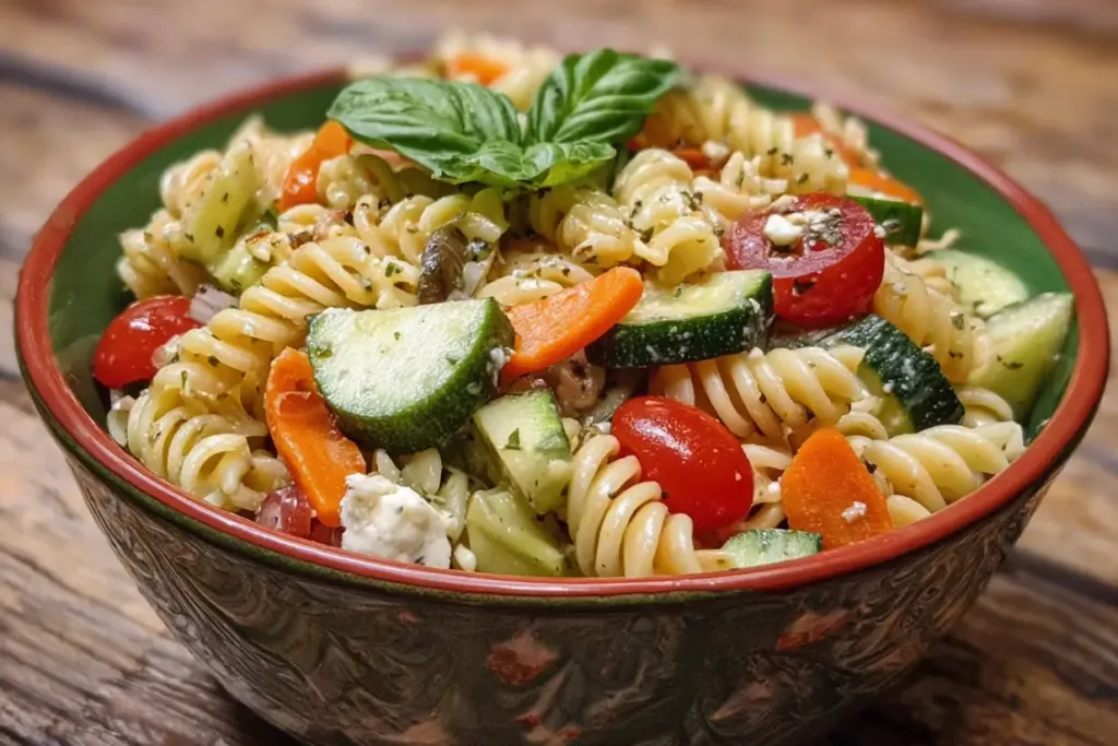 Vibrant Garden Pasta Salad in a Bowl