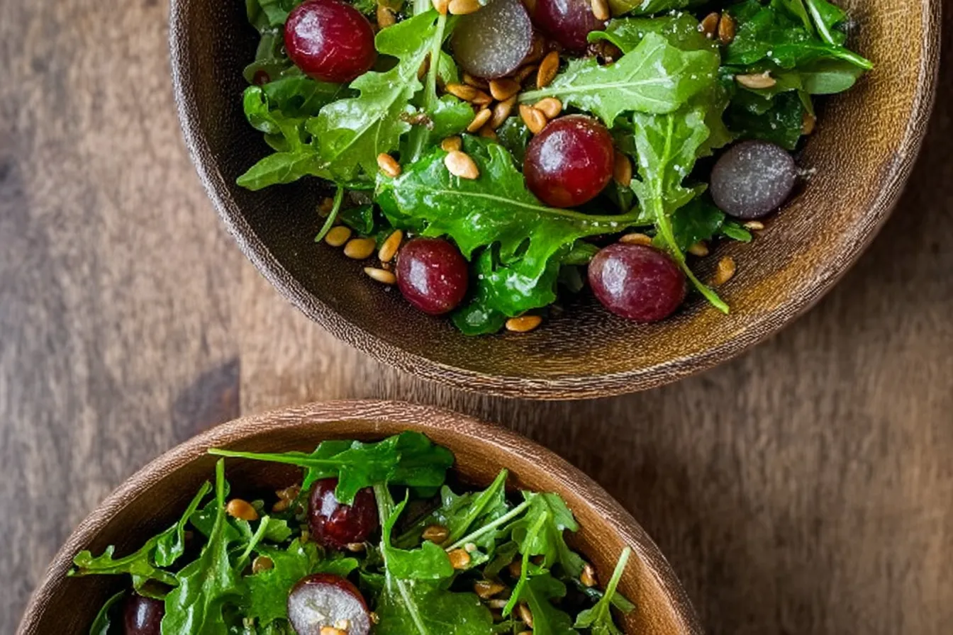 Arugula Salad with Grapes and Sunflower Seeds