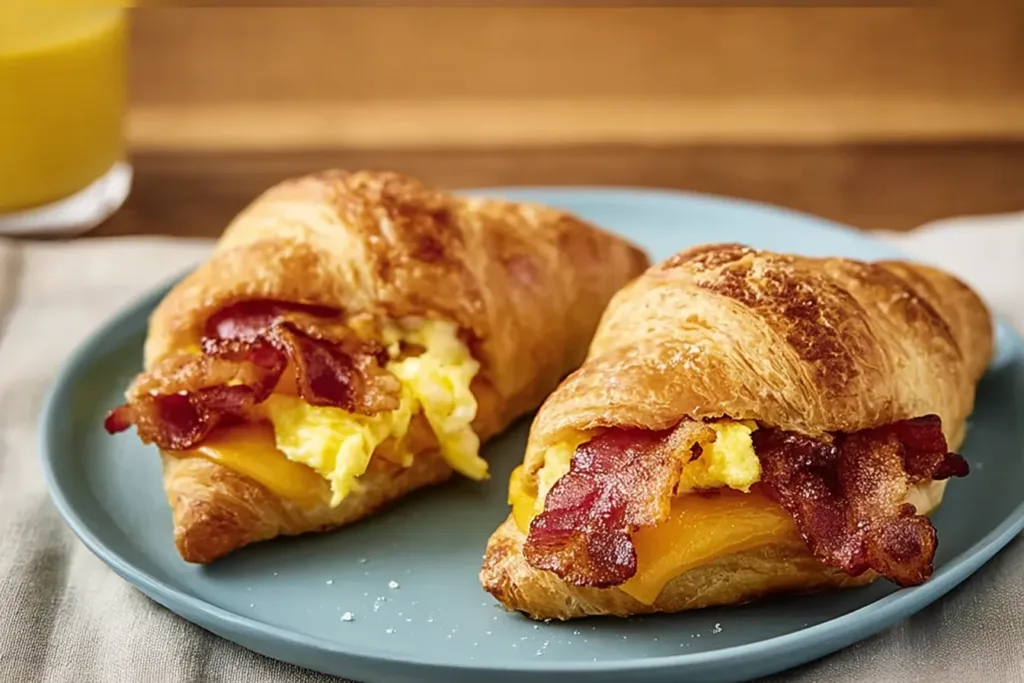 Bacon, Egg and Cheese Breakfast Sandwiches Freshly Made