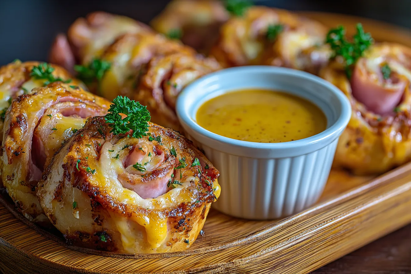 Baked Ham and Cheese Rolls with Honey Mustard Sauce Recipe Delight 4 Baked Ham and Cheese Rolls with Honey Mustard Sauce Recipe