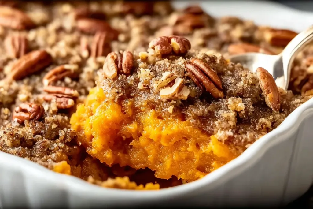 Best Sweet Potato Casserole on a Festive Table
