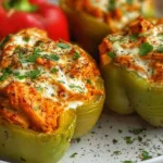 Buffalo Chicken Stuffed Peppers Ready to Serve