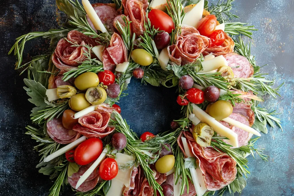 Beautifully Arranged Charcuterie Wreath