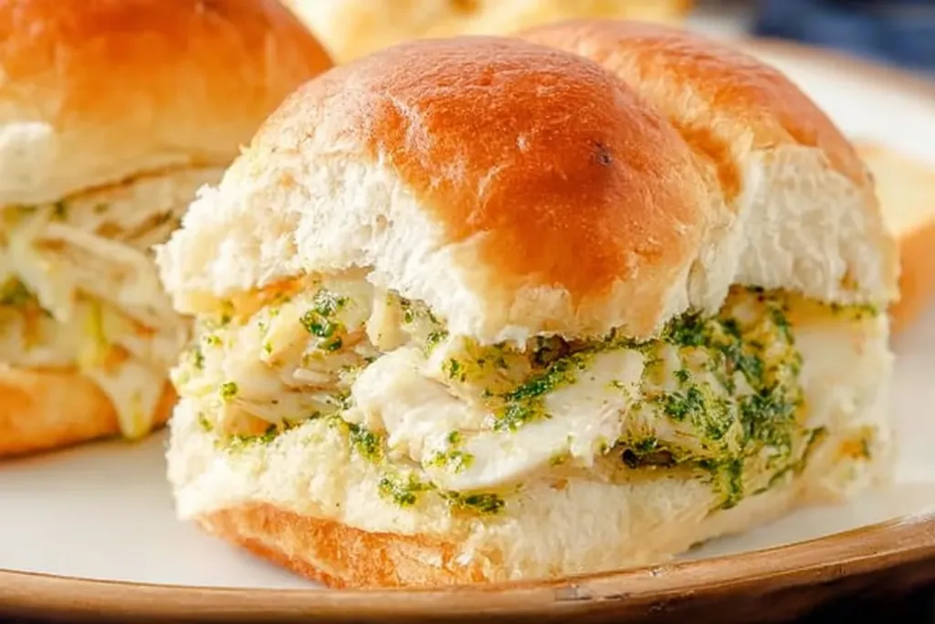 Cheesy Garlic Pesto Chicken Sliders