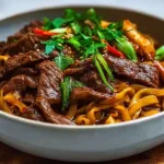 Slow Cooker Korean Beef Noodles Ready to Serve