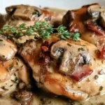 Delicious Chicken Thighs in Creamy Bacon Mushroom Sauce