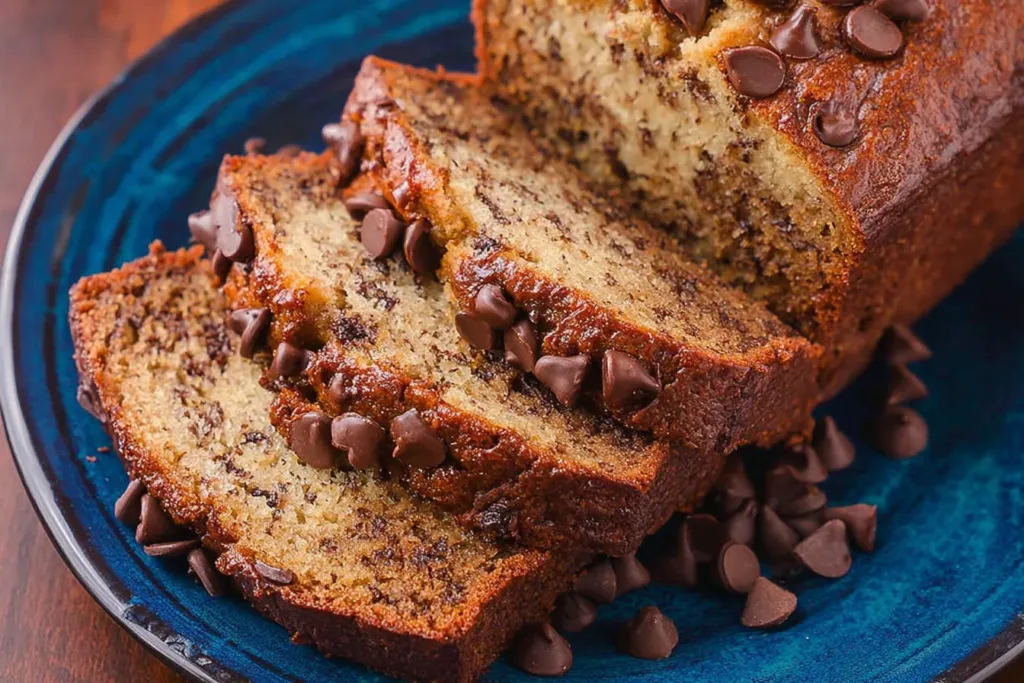 Delicious Chocolate Chip Banana Bread Slice