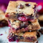 Chocolate Chip Cherry Bars Fresh Out of the Oven