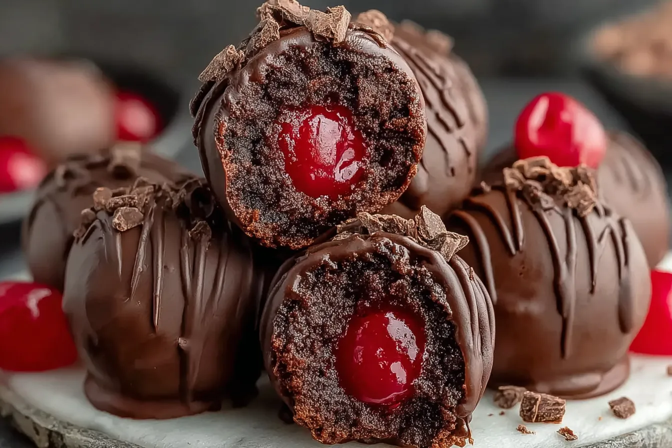 Chocolate Covered Cherry Brownie Bombs 