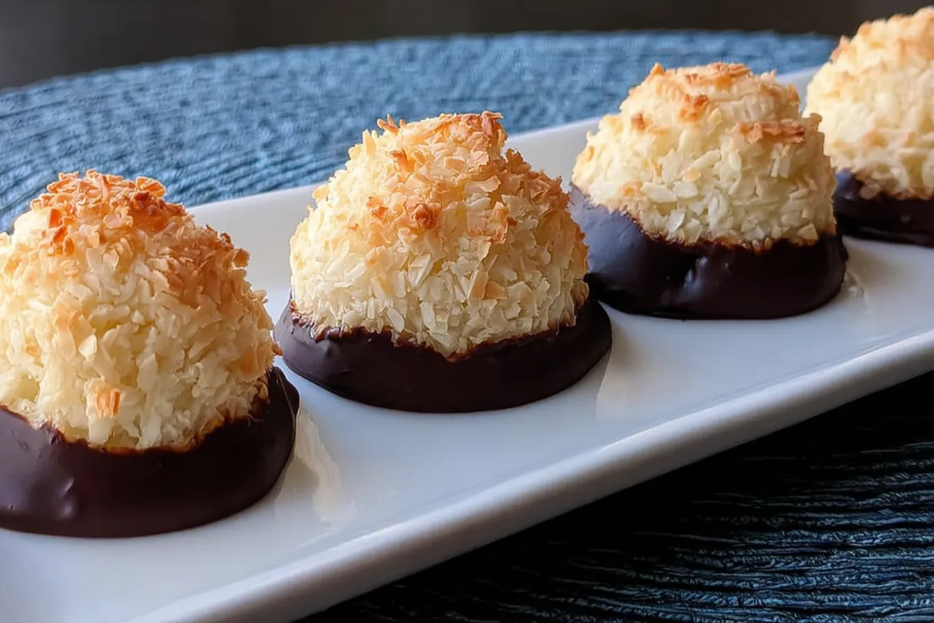 Chocolate-Dipped Coconut Macaroons