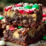 Christmas Magic Layer Brownie Bars on a Festive Table