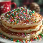 Christmas Pancakes with Festive Sprinkles on a Plate