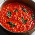 Classic Marinara Sauce Ingredients and Finished Dish
