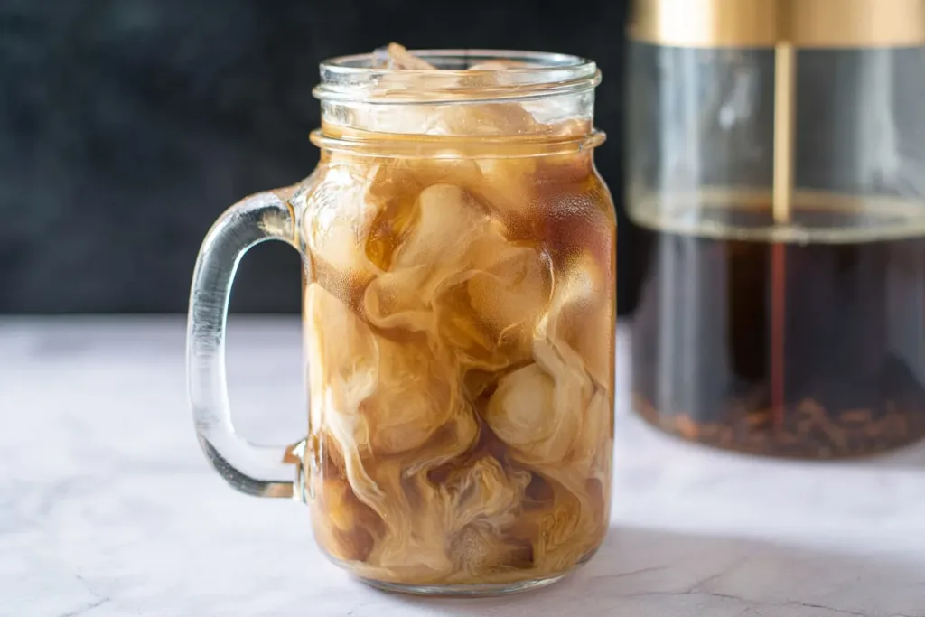 Delicious Cold Brew Iced Coffee in a Clear Glass