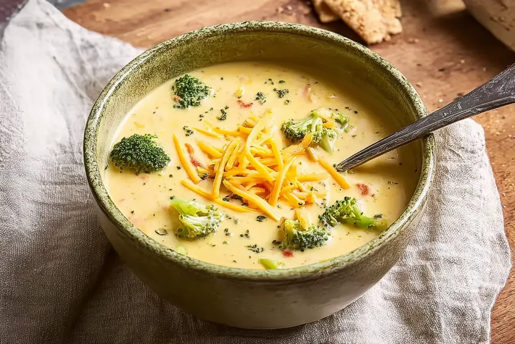 Delicious Copycat Panera Broccoli Cheddar Soup in a Bowl