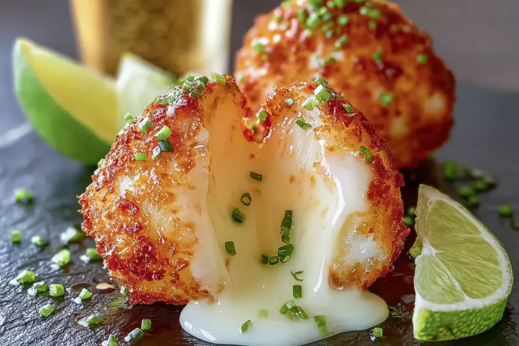 Crispy Lime-Chili Cheese Bombs on a Serving Platter