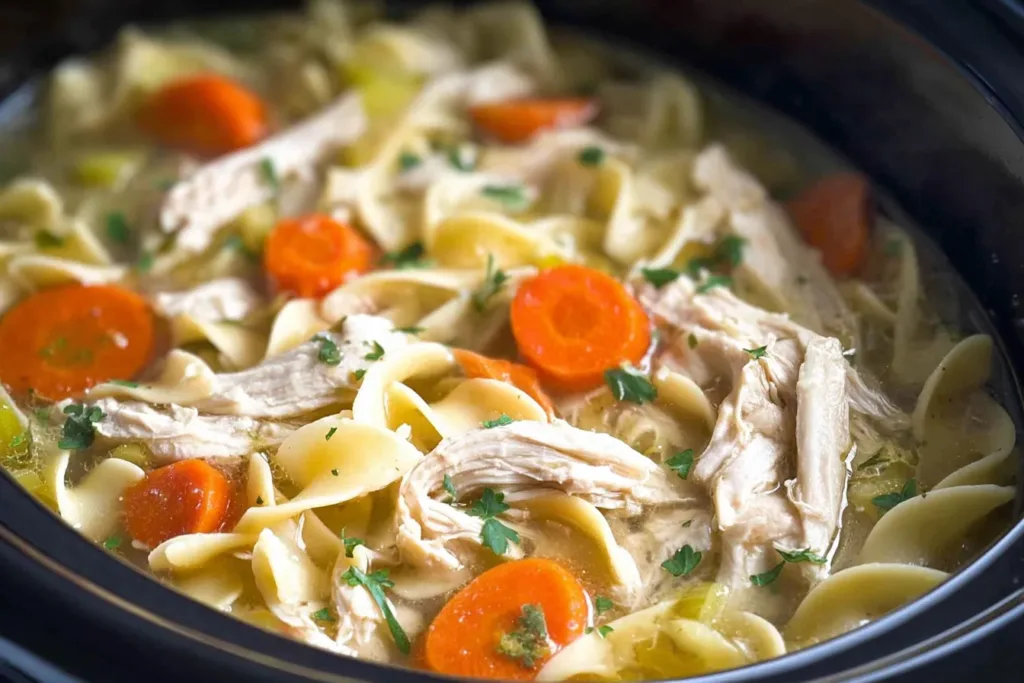 Crock-Pot Chicken Noodle Soup in a Cozy Bowl