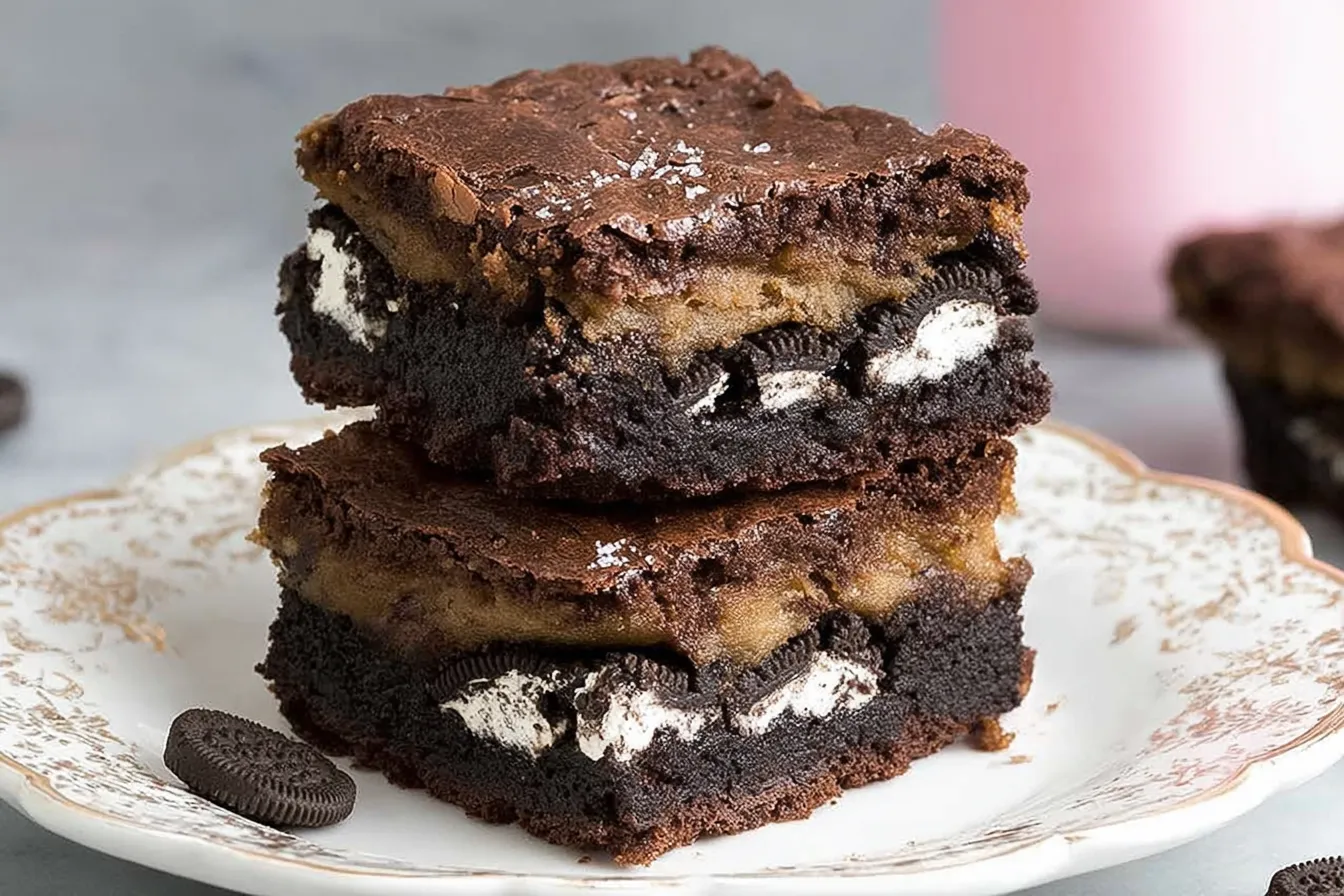 Decadent Triple Chocolate Brownies with Cookie & Oreo Layers 4 Decadent Triple Chocolate Brownies with Cookie & Oreo Layers