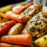 Delicious Slow Cooker Garlic Butter Chicken & Veggies Plated
