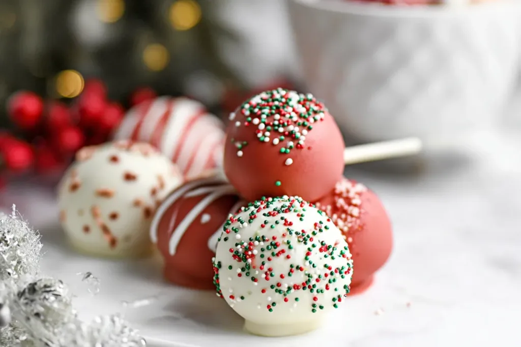 Easy Christmas Cake Pops Ready for the Holiday Table