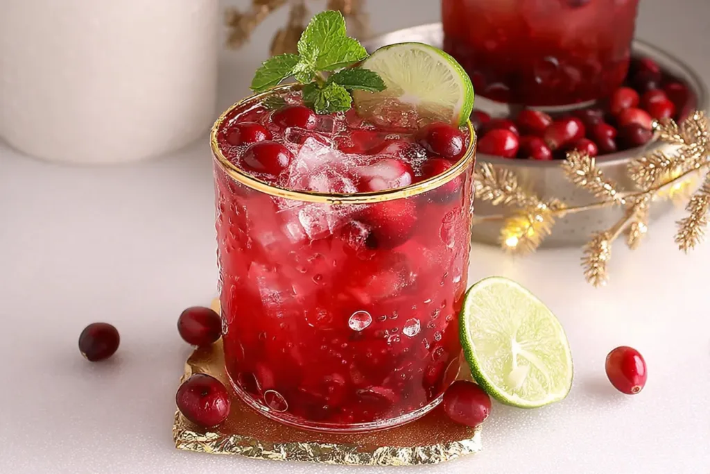 Easy Holiday Mocktail in Festive Glasses