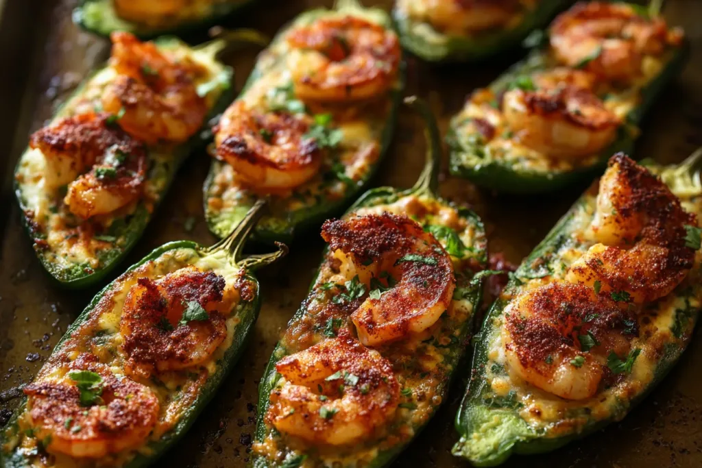 Delicious Fiery Cajun Shrimp Stuffed Jalapeños on a Plate