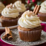 Gingerbread Cupcakes Decorated with Cream Cheese Frosting