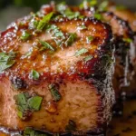Deliciously Glazed Maple Mustard Pork on a Plate