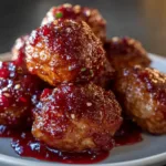 Harvest Turkey Meatballs with Cranberry Glaze - Deliciously Festive