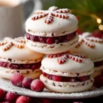 Beautiful Snowflake Cranberry Christmas Macarons