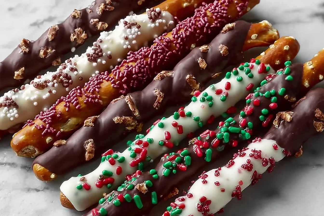Holiday Chocolate-Dipped Pretzel Rods: Make Festive Treats! 4 Holiday Chocolate-Dipped Pretzel Rods: Make Festive Treats!