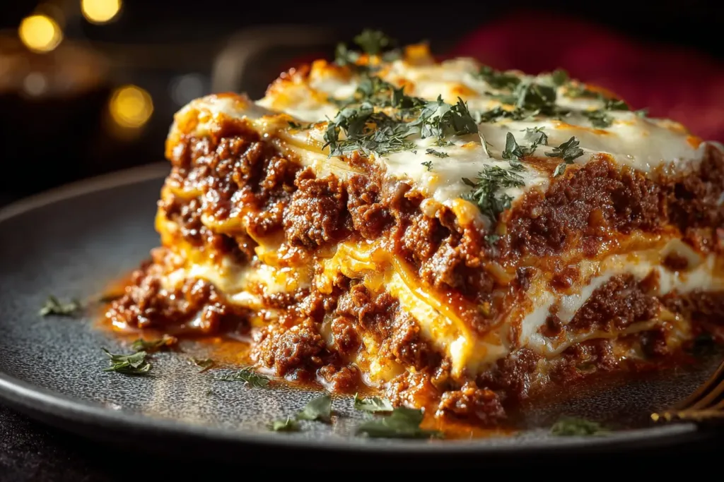 Delicious Holiday Christmas Lasagna Ready to Serve