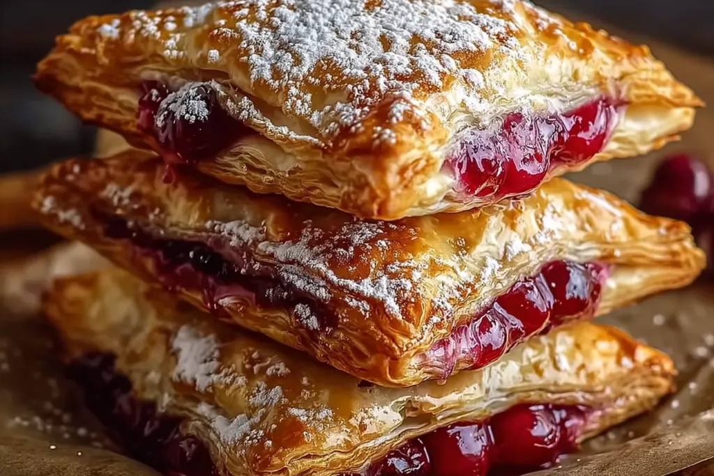 Homemade Cherry Puff Turnovers Fresh Out of the Oven