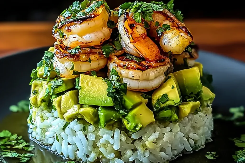 Honey Lime Shrimp & Avocado Rice Stack Ready to Serve