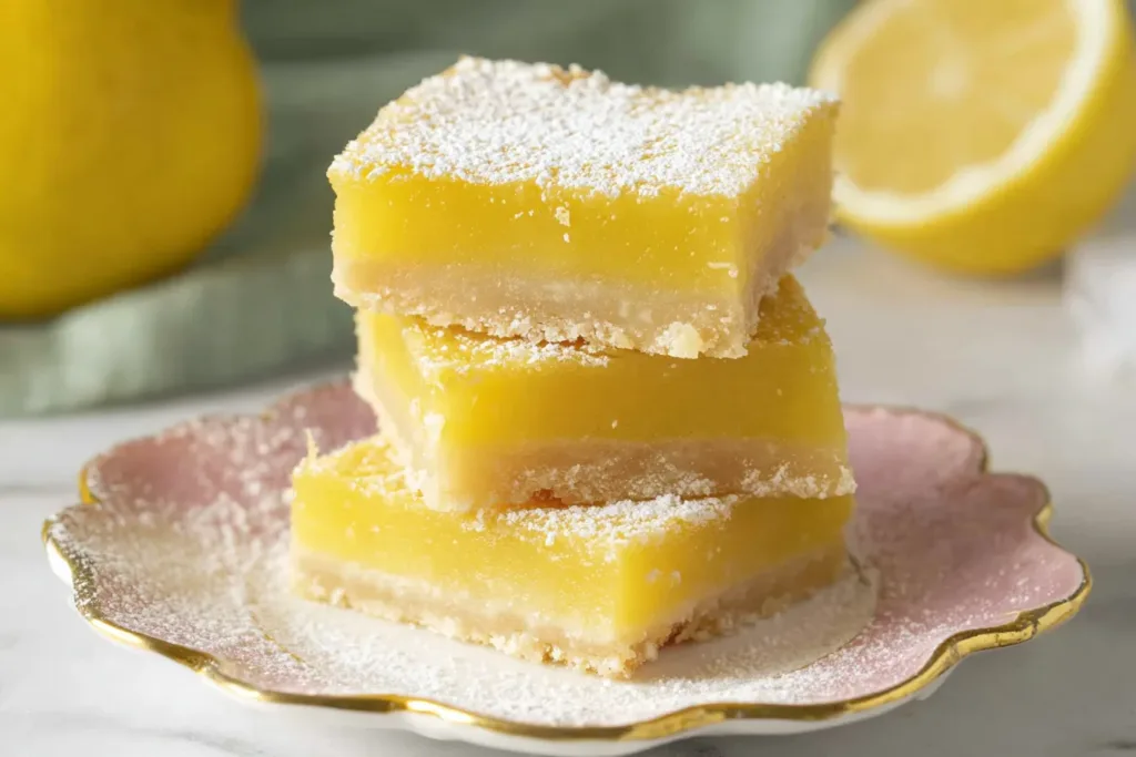 Freshly Baked Lemon Bars with a Tangy Glaze