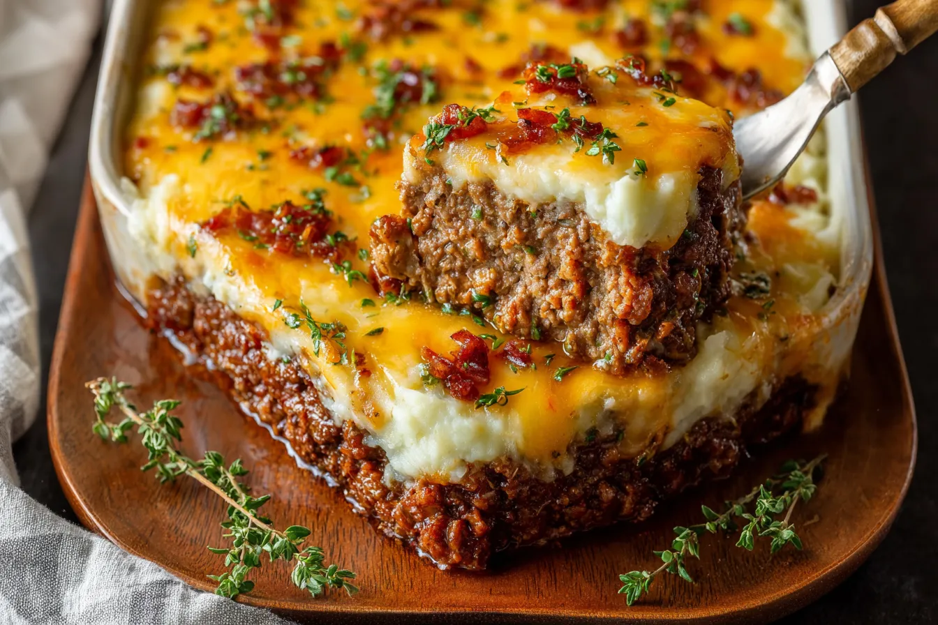 Meatloaf with Mashed Potatoes and Cheese Recipe - Comfort Food! 4 Meatloaf with Mashed Potatoes and Cheese Recipe