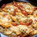 Mediterranean Chicken Skillet Served with Fresh Vegetables
