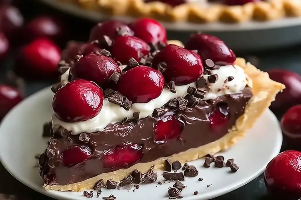 No-Bake Chocolate Cherry Pie Sliced