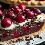 No-Bake Chocolate Cherry Pie Sliced