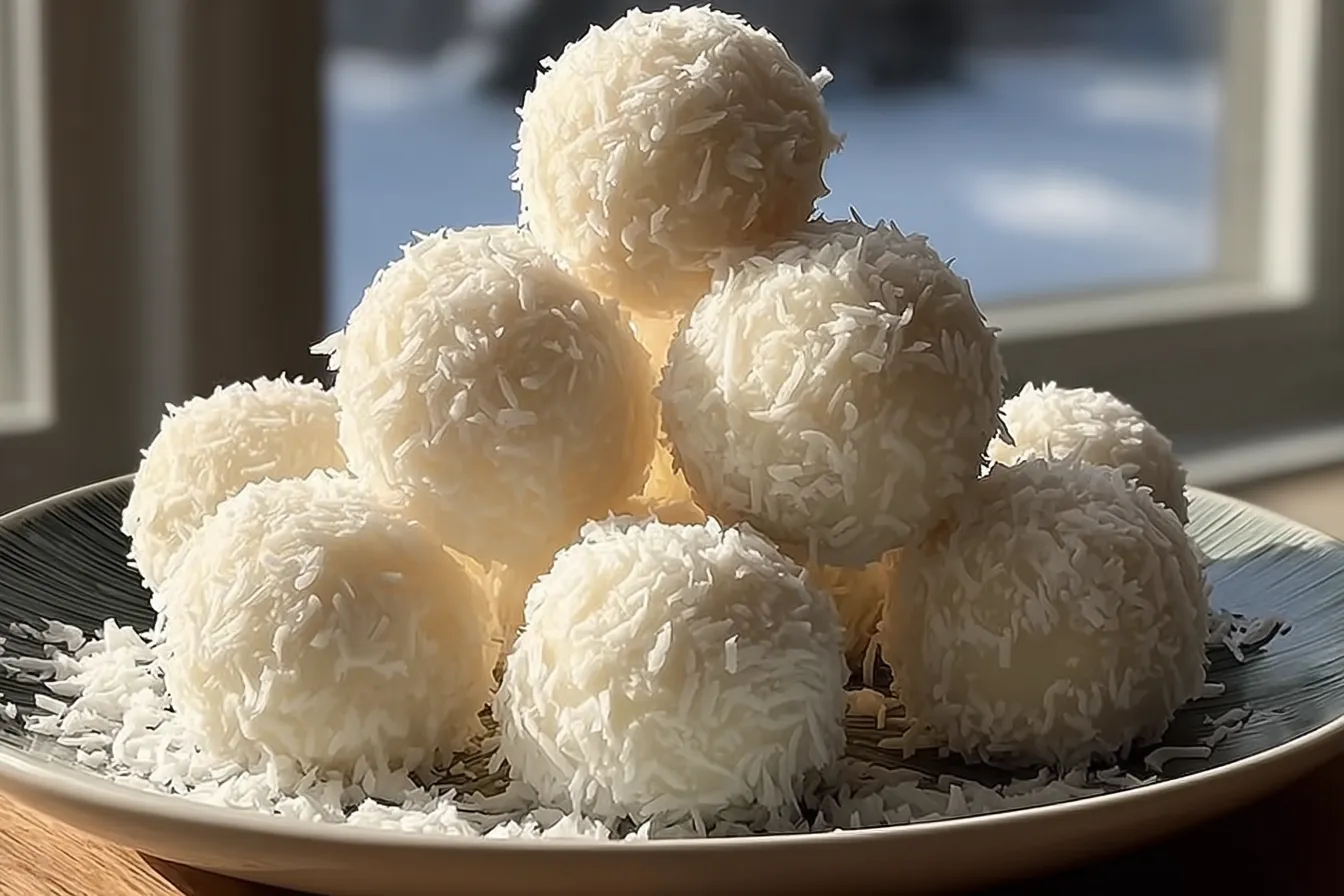 NO BAKE – Cream-Cheese Coconut Snowballs 