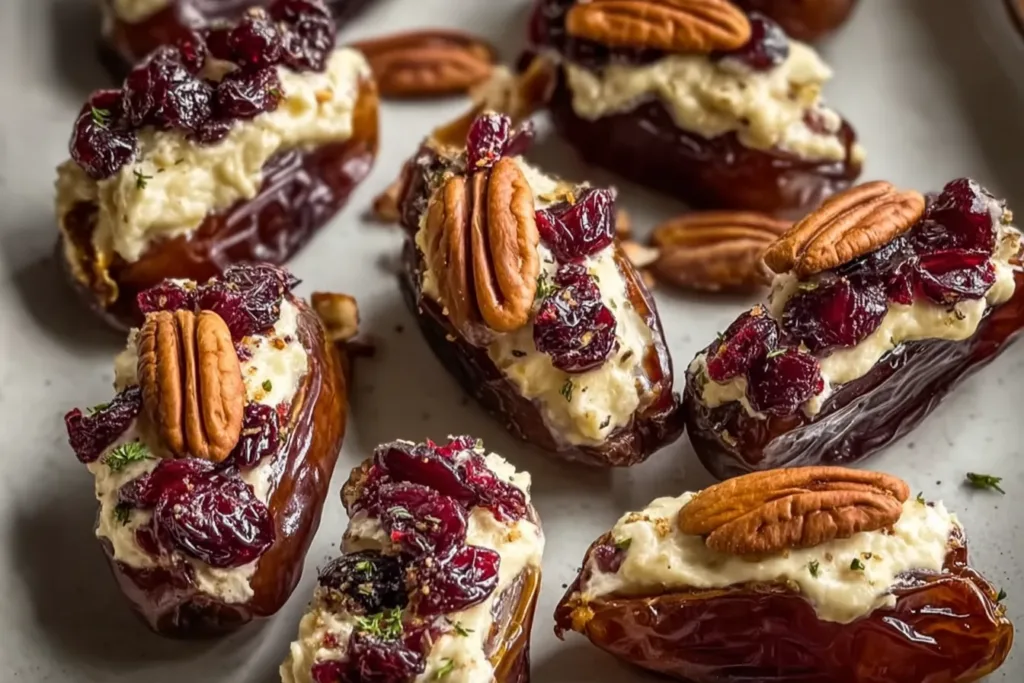 Cranberry Pecan Cream Cheese Stuffed Dates - A Delightful Snack 4 Cranberry Pecan Cream Cheese Stuffed Dates