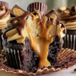 Peanut Butter Chocolate Cupcakes on a Serving Platter