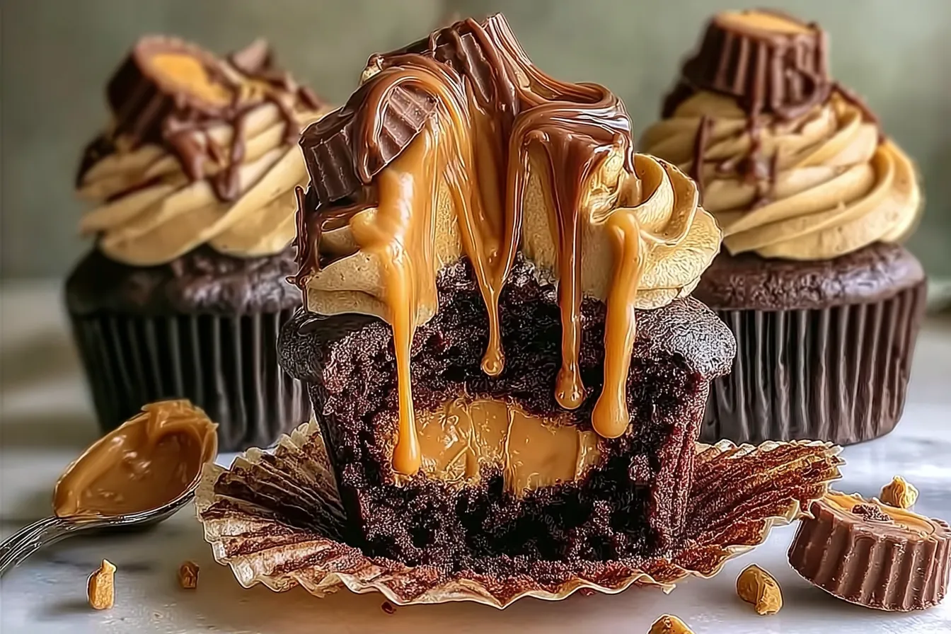 Peanut Butter Chocolate Cupcakes – Easy Dessert 