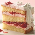 Raspberry-Cream Layer Cake Slices on a Beautiful Plate