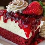 Red Velvet Strawberry Cheesecake Close-Up