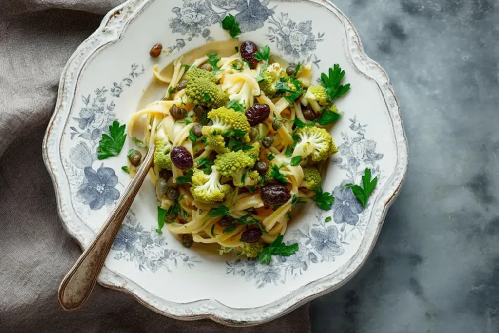 Romanesco Cauliflower Pasta with Olives and Capers
