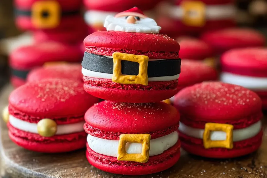Santa Claus Macarons Decorated Holiday Sweet Treats
