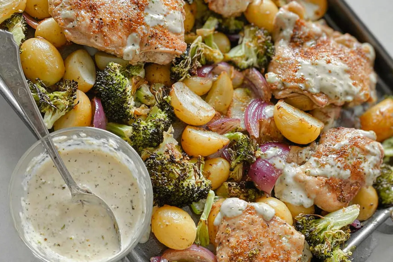 Sheet Pan Honey Mustard Chicken Thighs and Veggies